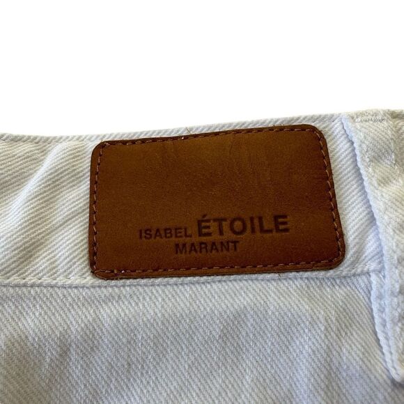 Isabel Marant White High Rise Wide Leg Cropped Raw Hem Cabrio White Jeans, 2 - Picture 10 of 16